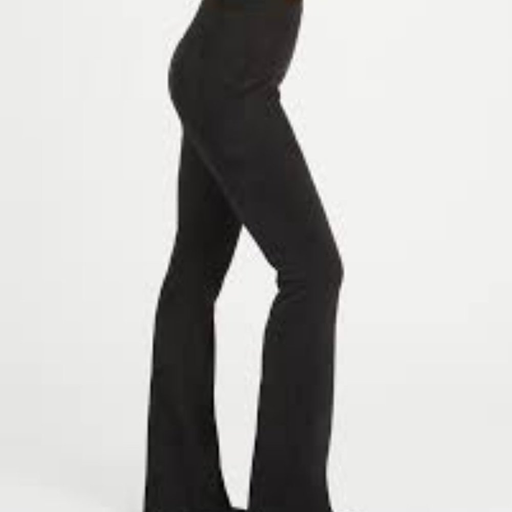 BLACK NWT Spanx Faux Suede Flare Pants Leggings Large Tall